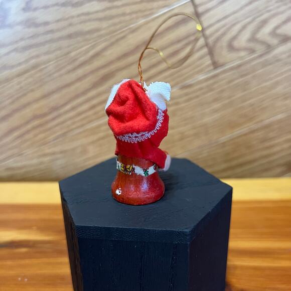 Vintage Christmas Ornament Wooden Mouse Mrs. Claus Handmade MCM - Picture 3 of 9